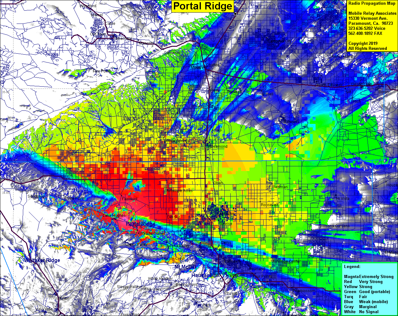 heat map radio coverage Portal Ridge